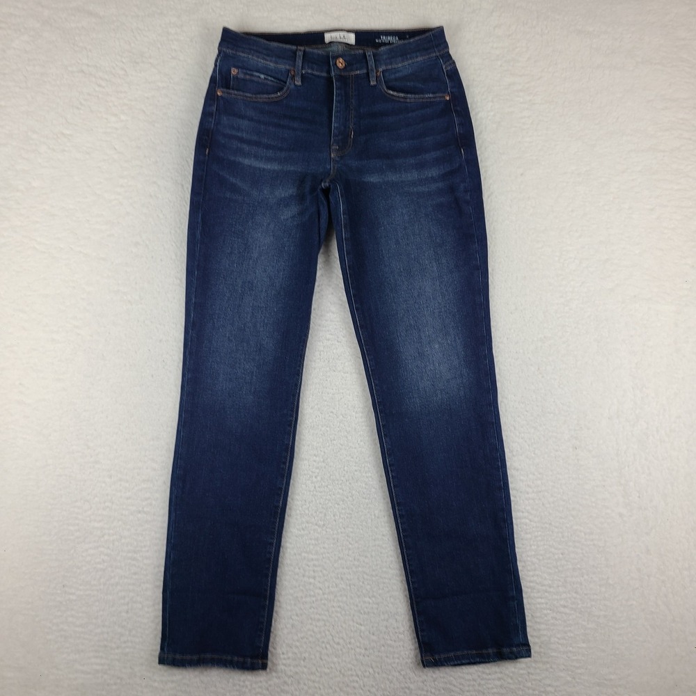 Nicole Miller‎ Jeans Womens 6 Blue TRIBECA Mid Rise Straight Dark Wash Denim